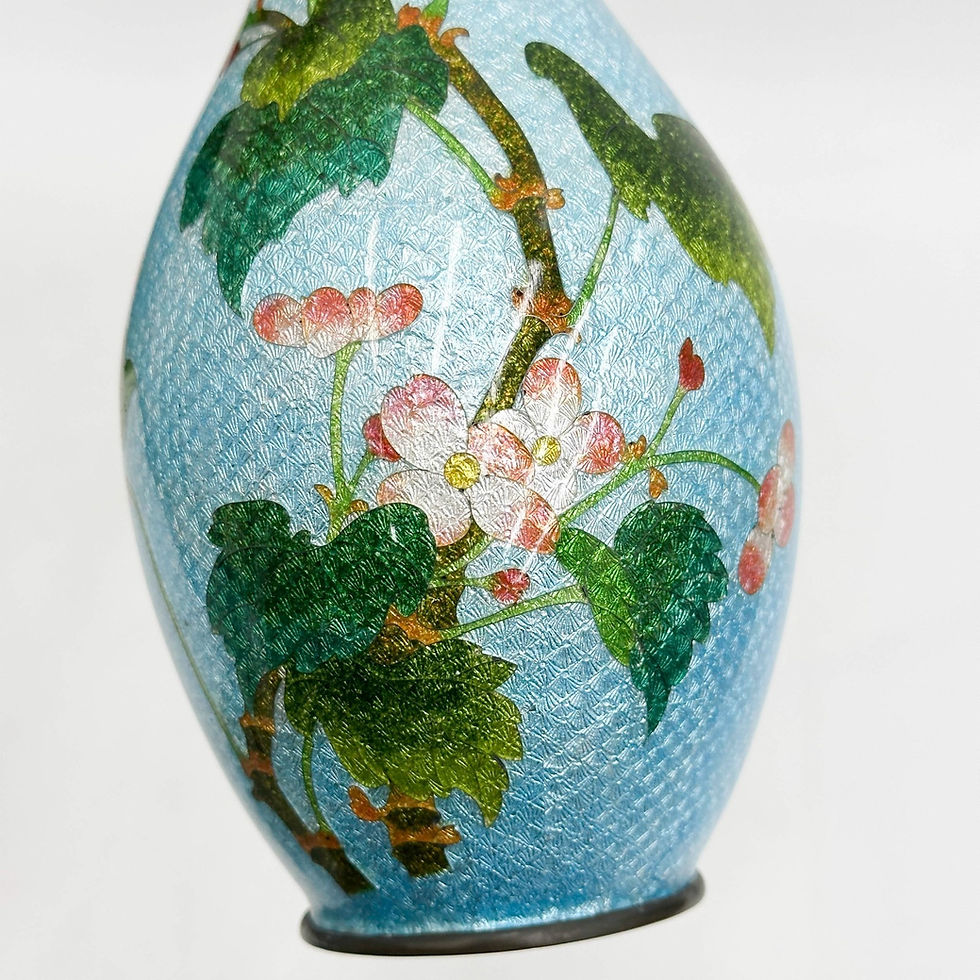 Thumbnail: Japanese Ginbari Cloisonne Enamel Bronze Vase Blossoms Meiji Period