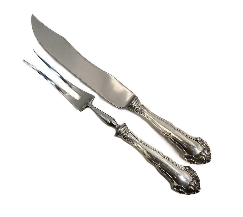 Pair Buccellati Italian Sterling Silver Carving Set in Grand Imperiale