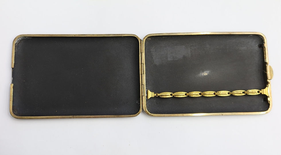 Thumbnail: Japanese Mixed Metal Damascene Cigarette Case Mount Fuji 1st Half 20th C