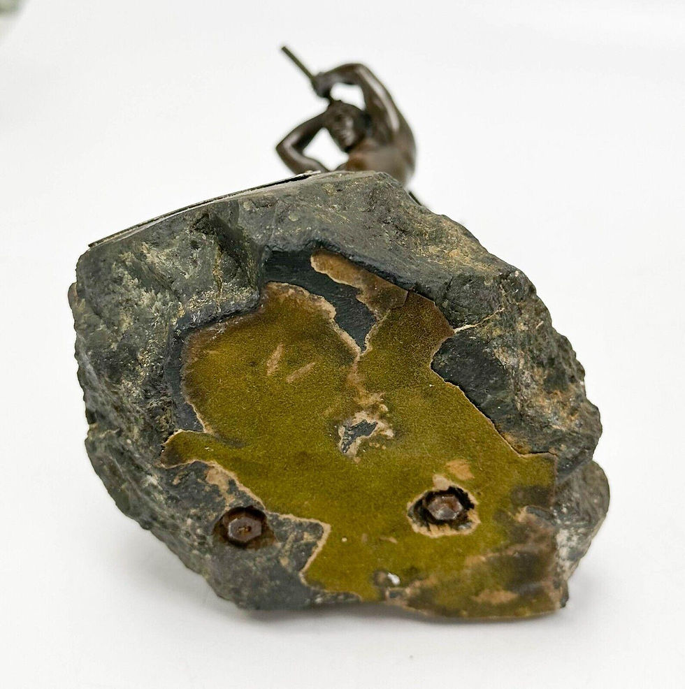 Thumbnail: Herrn Rudolf Loers German Bronze & Stone Figural Sculpture Man Pickaxe 19th cen