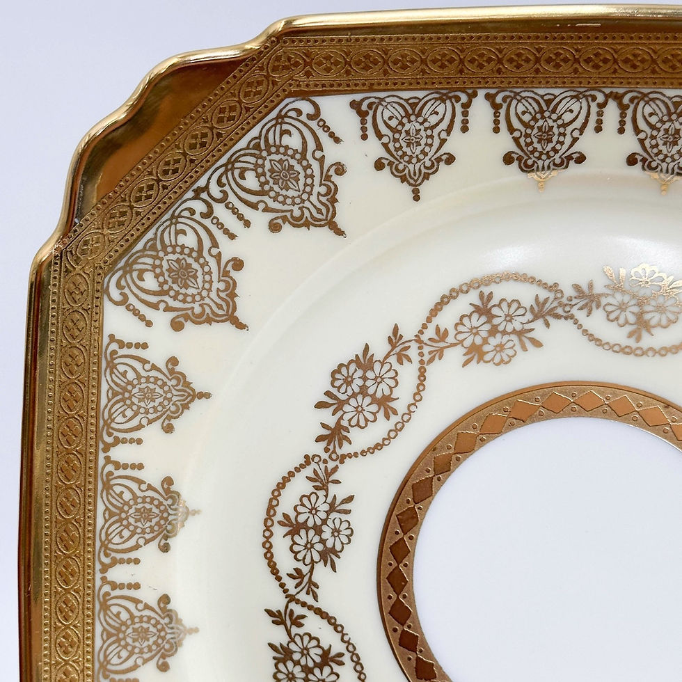 Thumbnail: 11 Bohemia Czech Stouffer Decorated Porcelain Square Dessert Salad Plates c1940