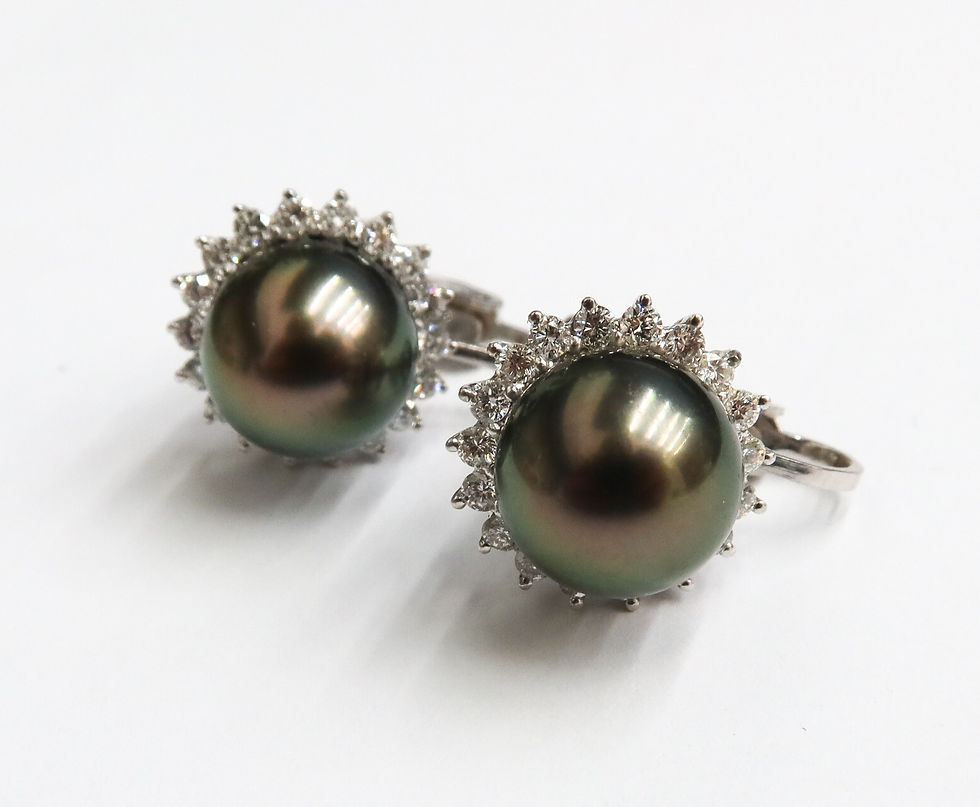 Thumbnail: 14k White Gold South Sea Cultured Pearl and Diamond Twist Back Earrings