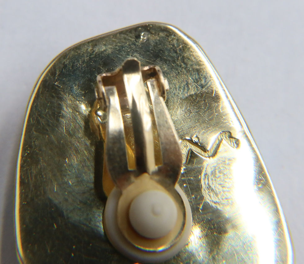 Thumbnail: Wes Willie (Native American 20th C) 18k Yellow Gold Multi Gem Clip Earrings