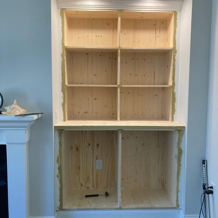 Hand-building custom shelves using solid pine wood