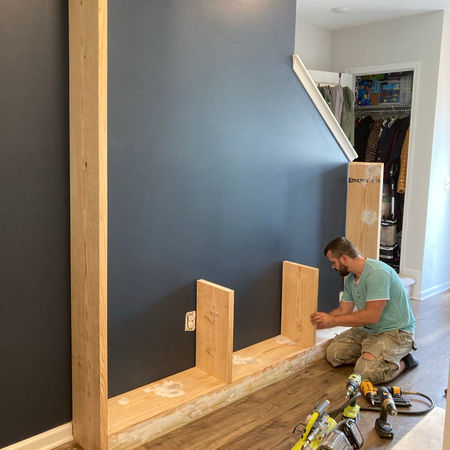Building cabinet walls and installing shelves