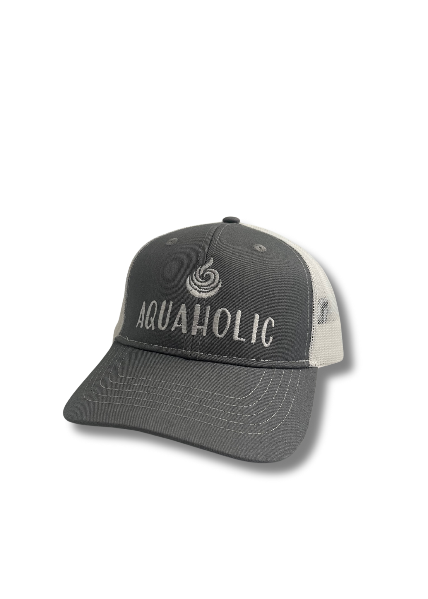 Youth Grey/White Embroidered Trucker Hat