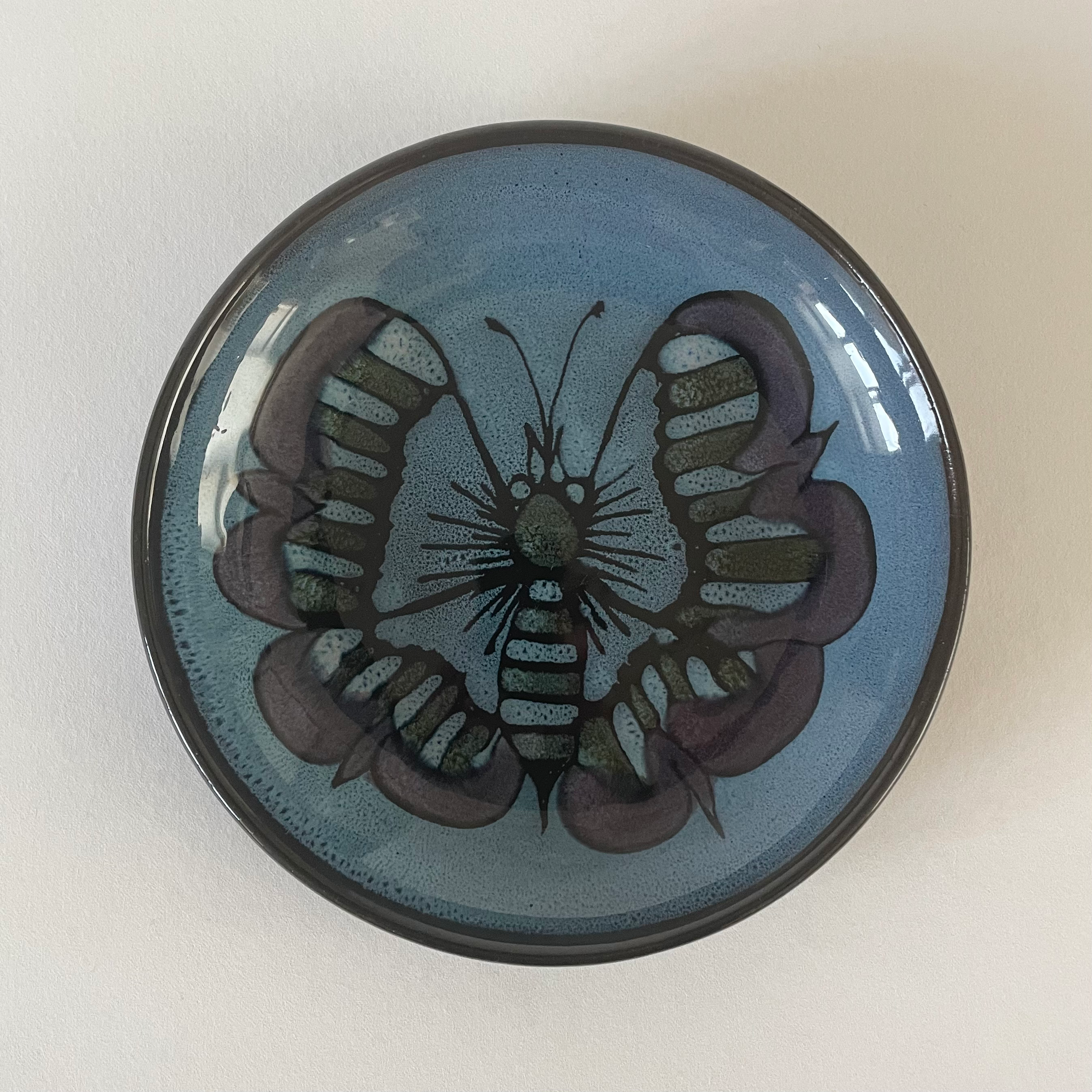 Vintage Wellhouse Pottery Butterfly Trinket Dish / Pin Tray 1970s