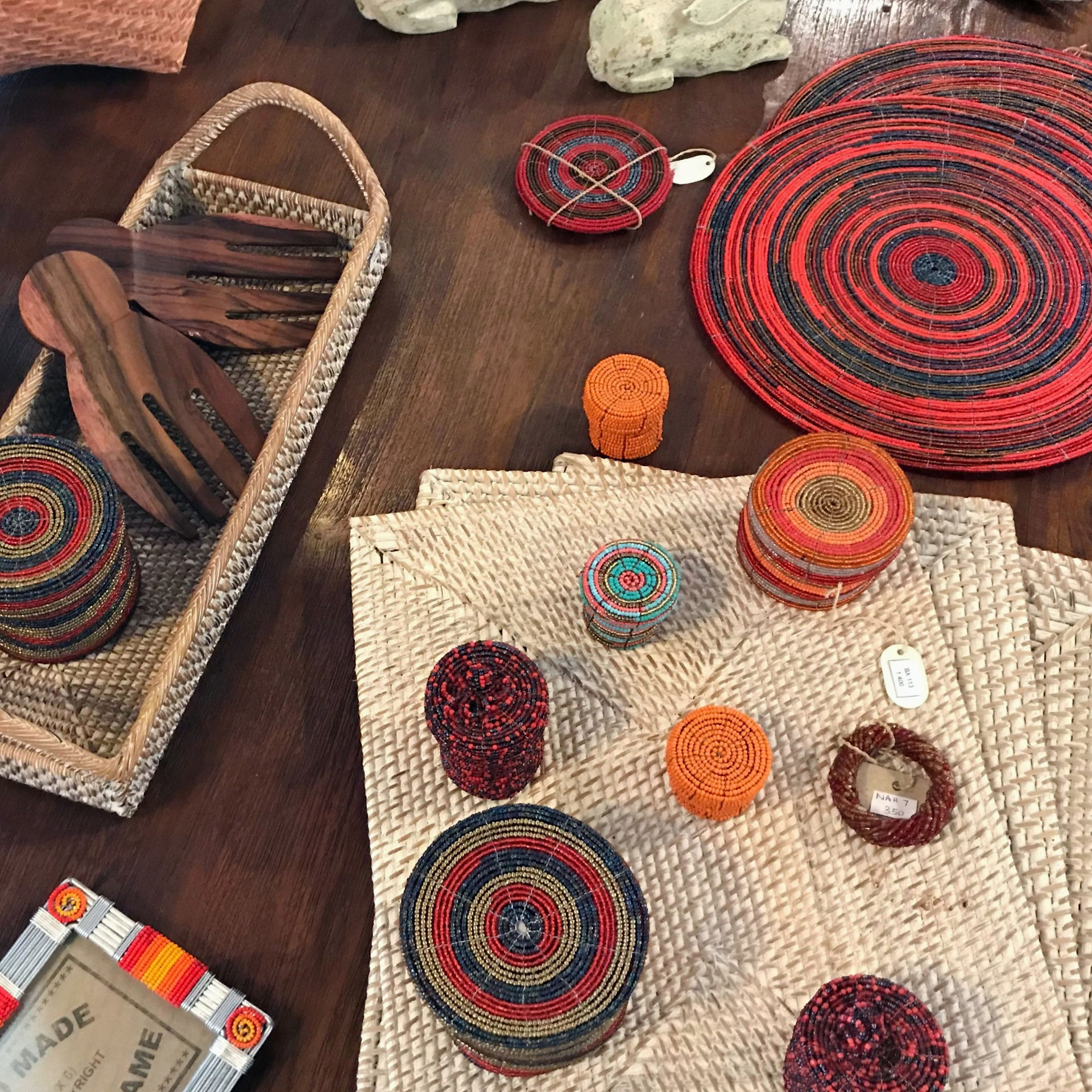 Beaded boxes and table mats