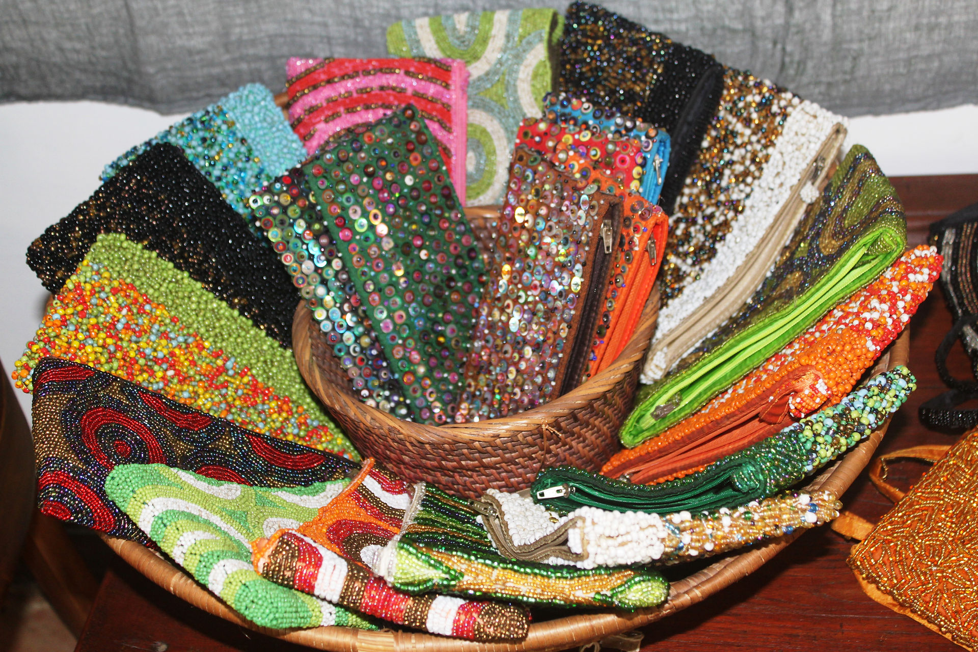 Multicoloured Beaded pouches