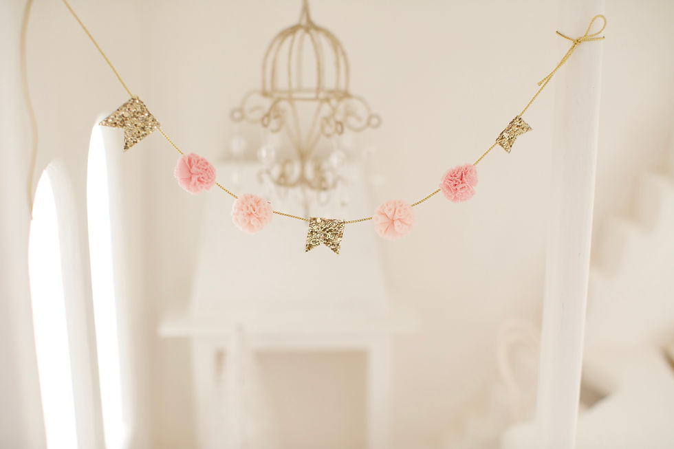 Thumbnail: LOM Pom Pom + Gold Glitter Flag Garland 