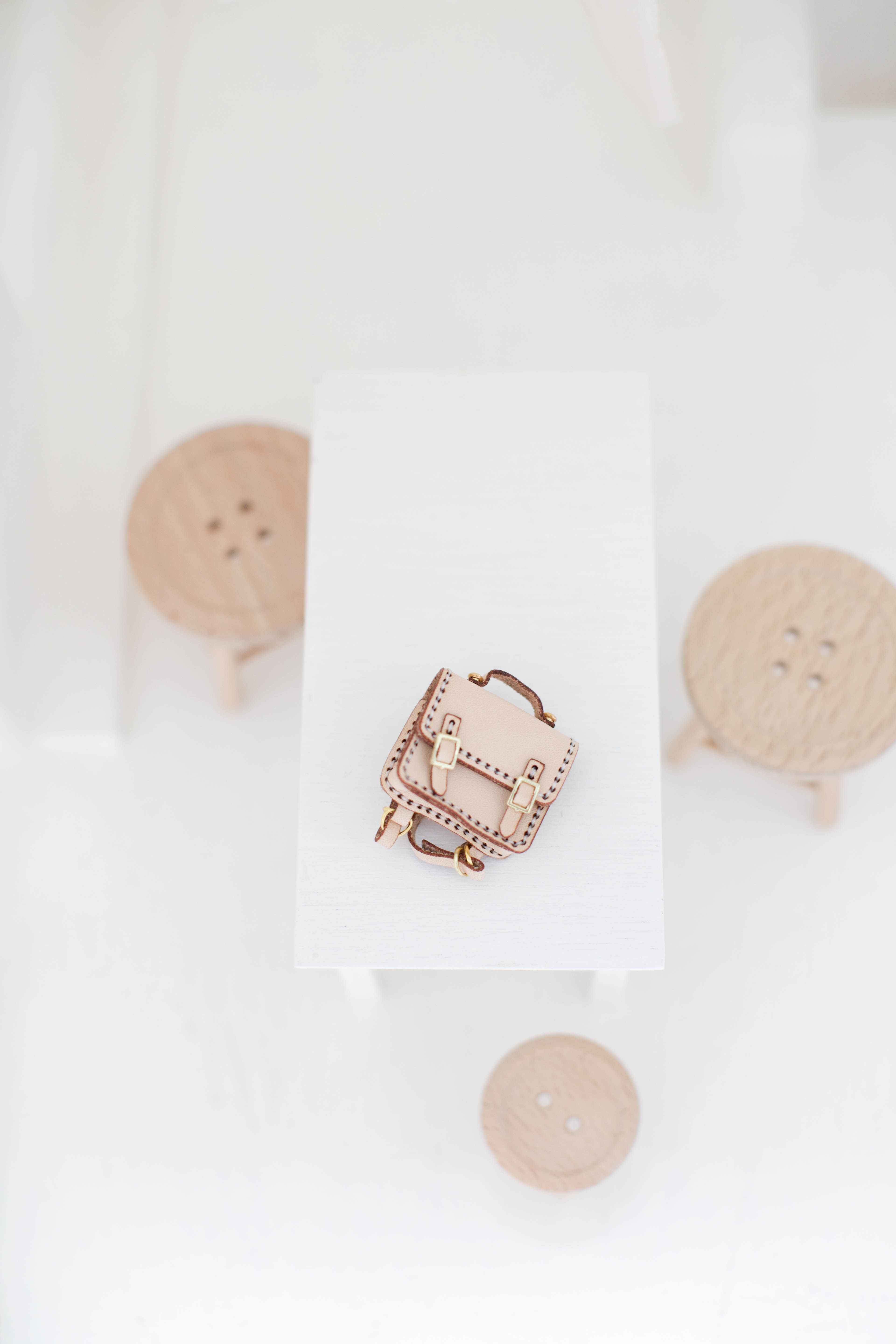 Handmade CREAM Leather Backpack