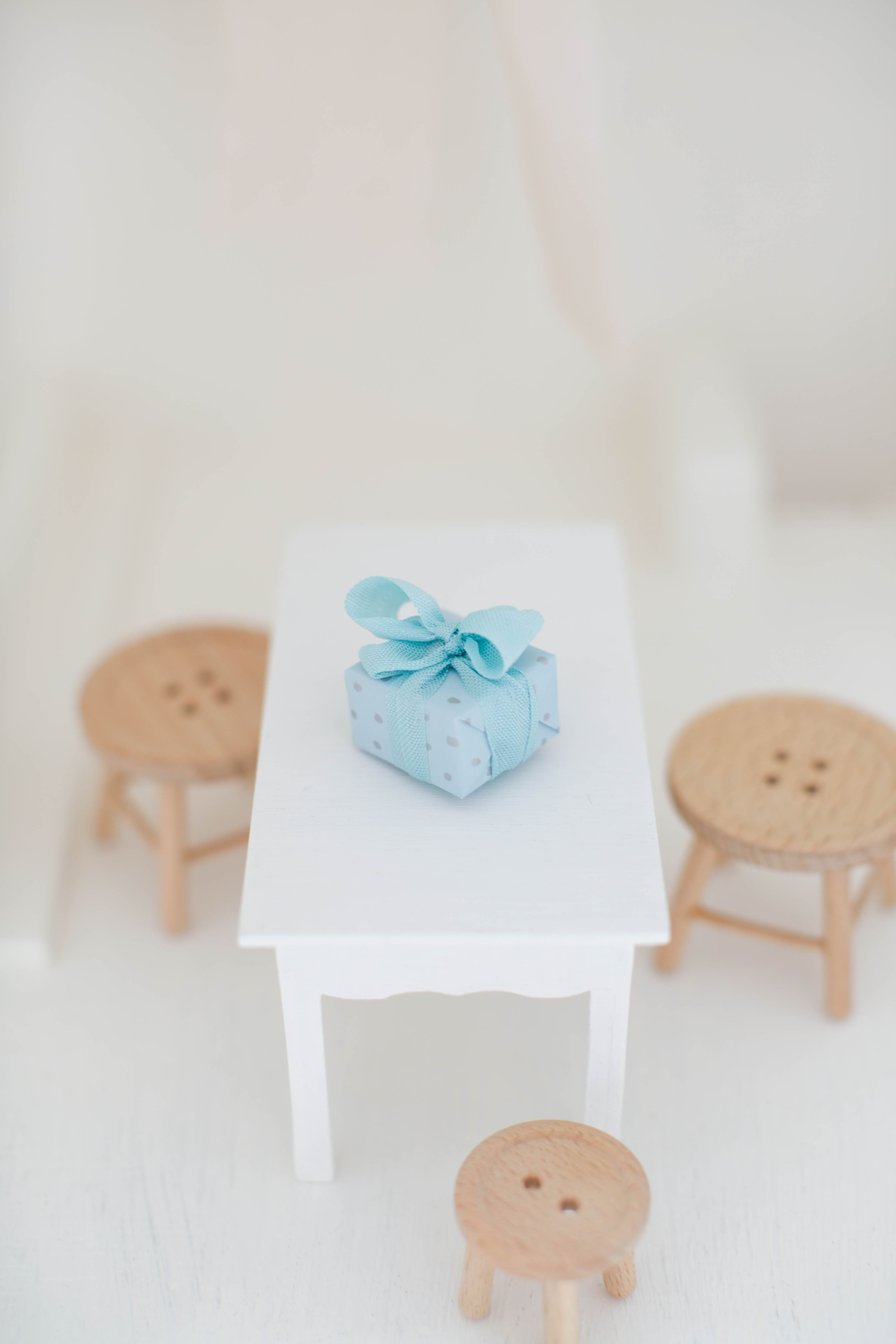 LOM Handmade BLUE Miniature Gift with Bow