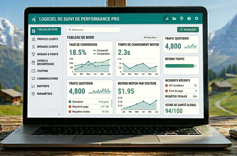 Tableau de bord suivi des performances pour artisans et commerçants