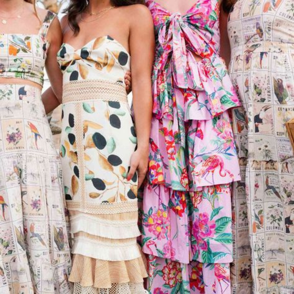 Floral dressed wedding guests