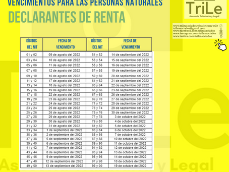Vencimientos de renta personas naturales