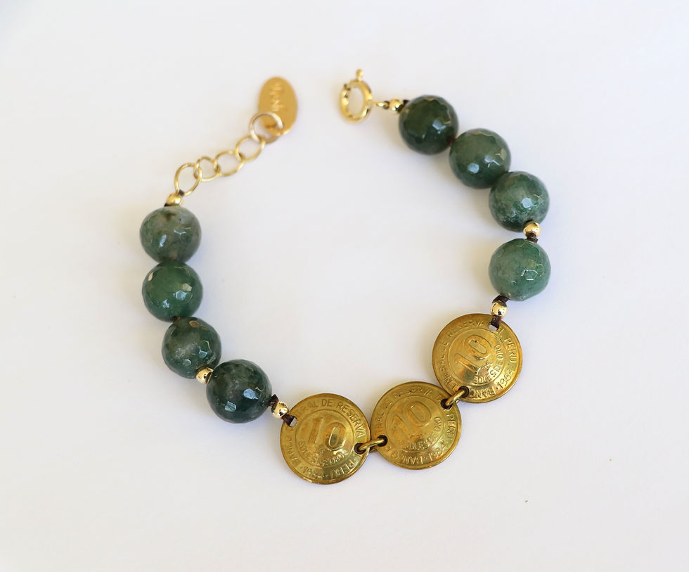 Thumbnail: Peruvian Coins & Green Agat Bracelet