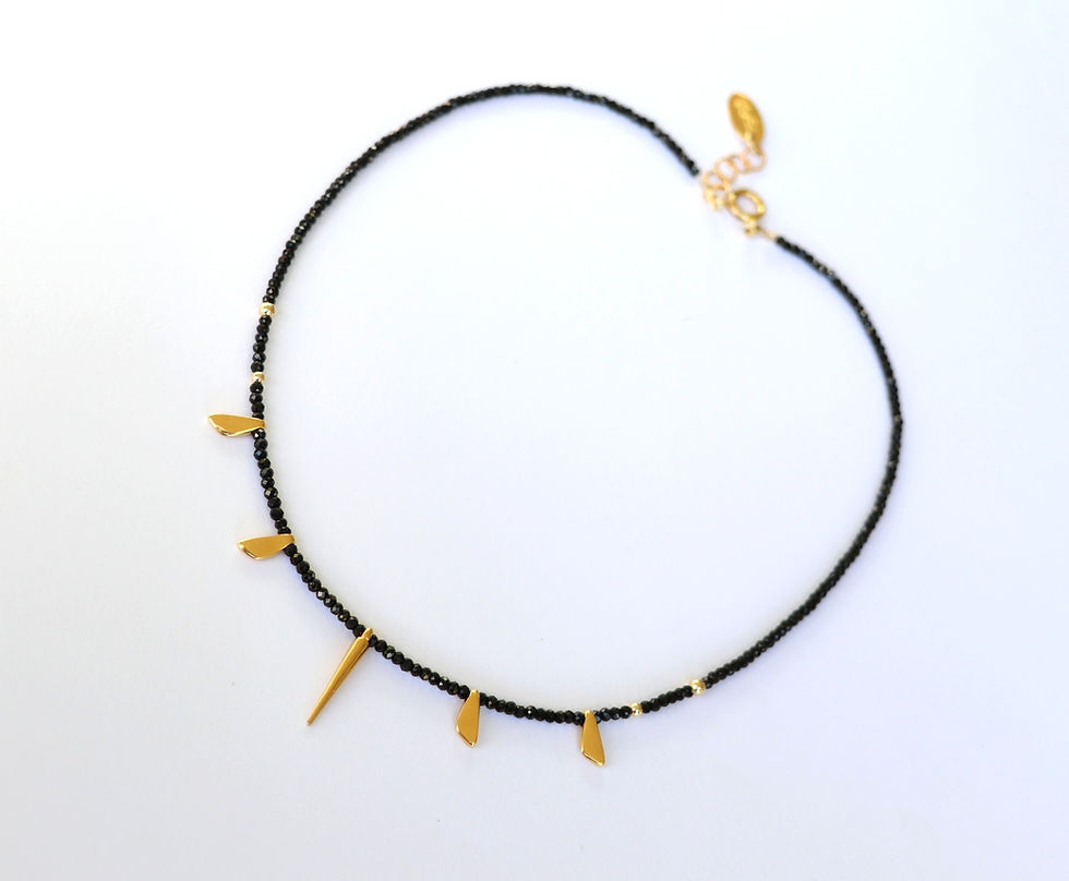Thumbnail: Gold Spike & Onyx Necklace