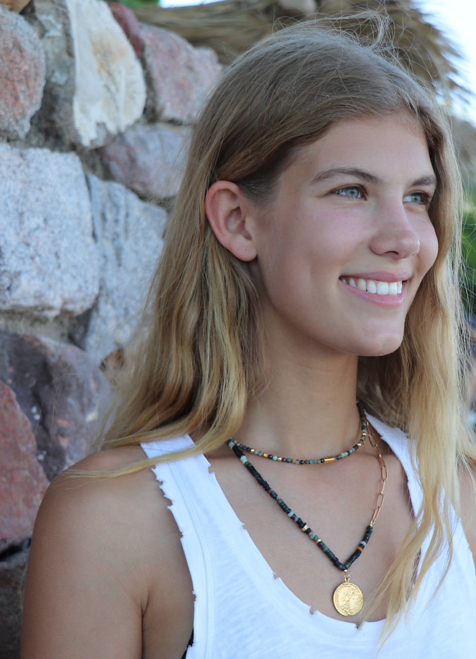Thumbnail: Giant Gold Coin & Jasper  Necklace