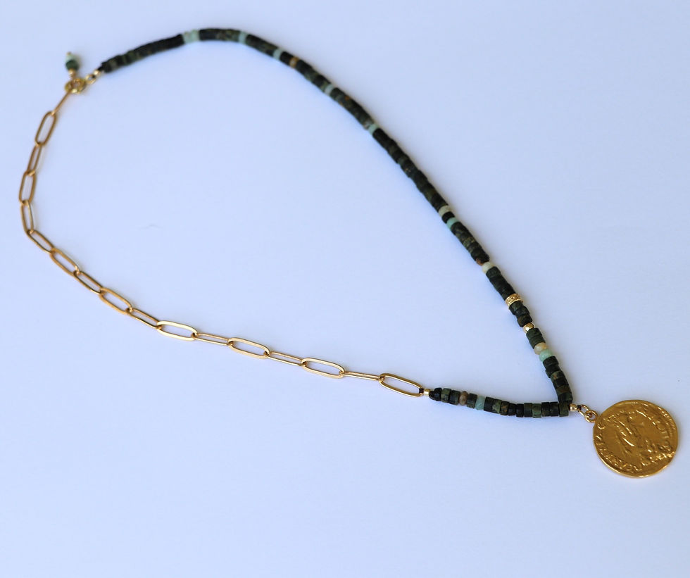 Thumbnail: Giant Gold Coin & Jasper  Necklace