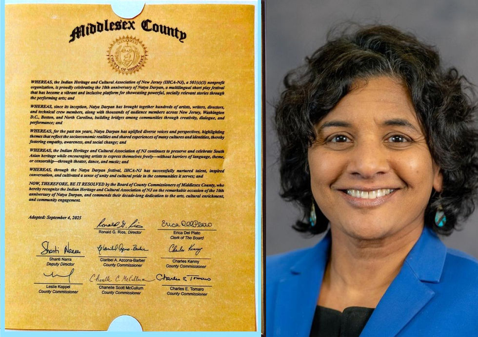 Recognition to the Indian Heritage and Cultural Association of NJ on the remarkable occasion of the 10th anniversary of Natya Darpan,