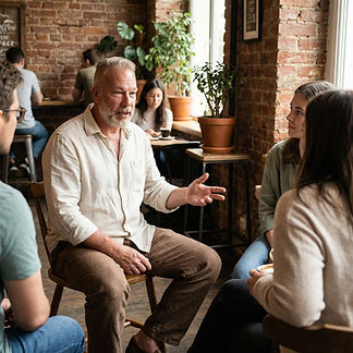 linens speaking in coffee shop.jpg