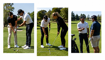 Golf coaching with student