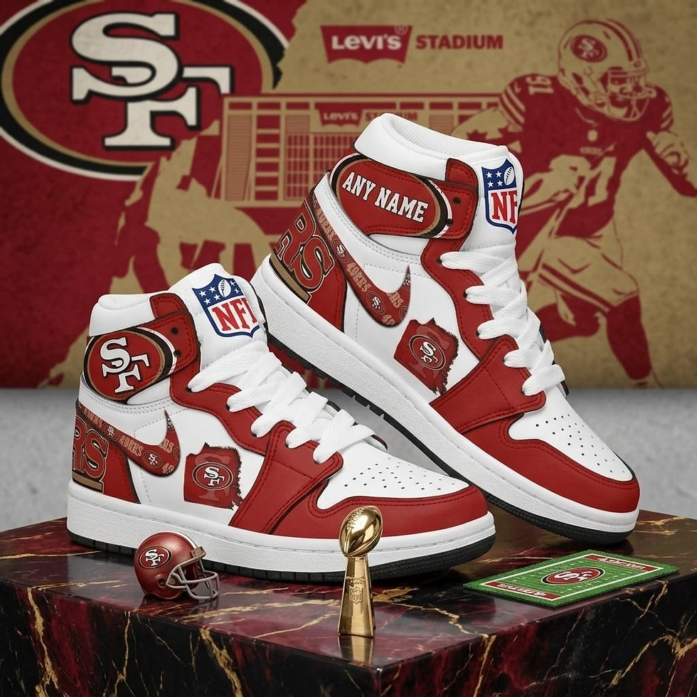 Thumbnail: Custom Name NFL San Francisco 49ers Nike Air Jordan 1 Shoes