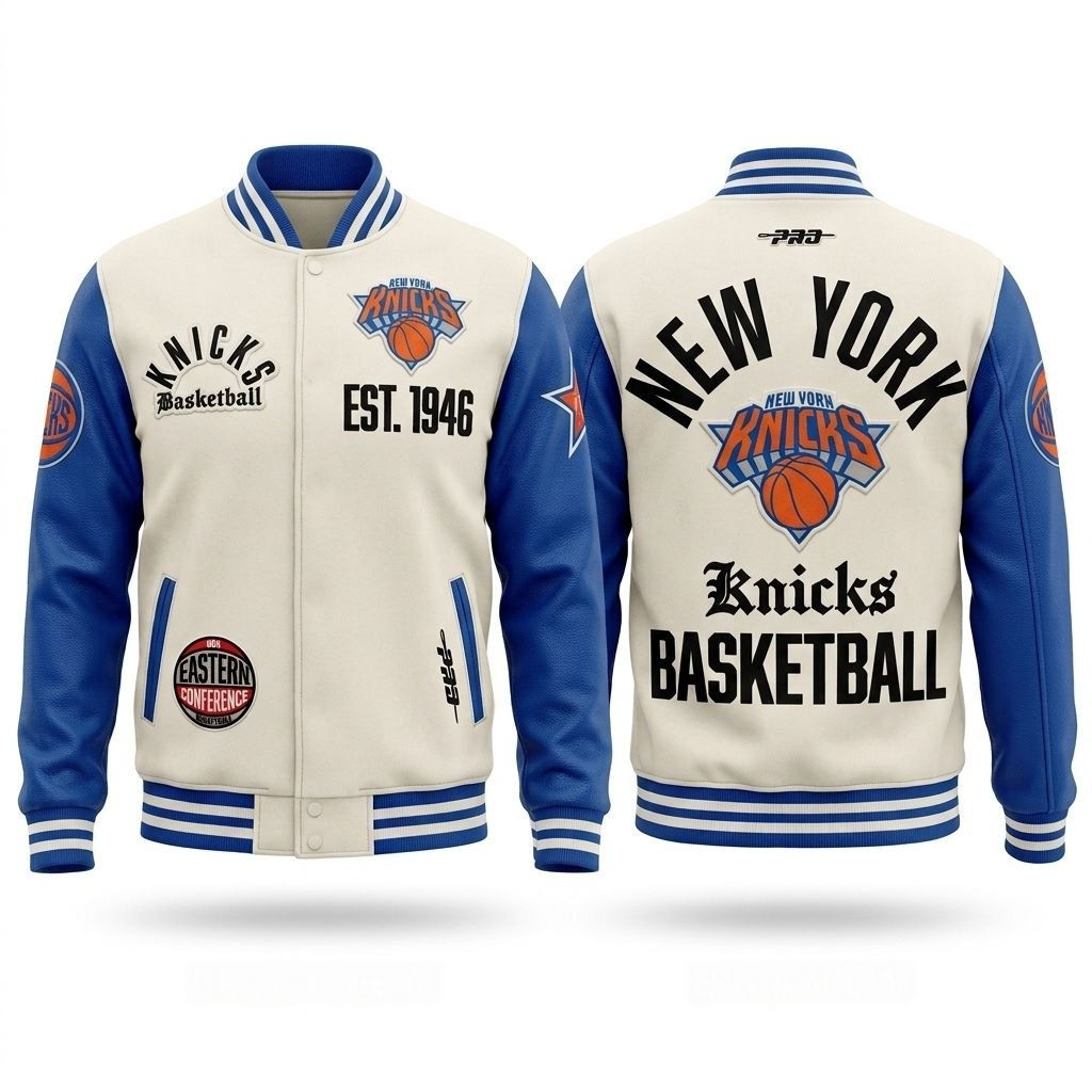 New York Knicks Retro Classic Rib Wool Varsity Jacket