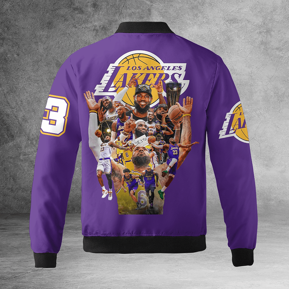 Thumbnail: Los Angeles Lakers NBA Bomber Jacket – Custom Bomber Purple Black