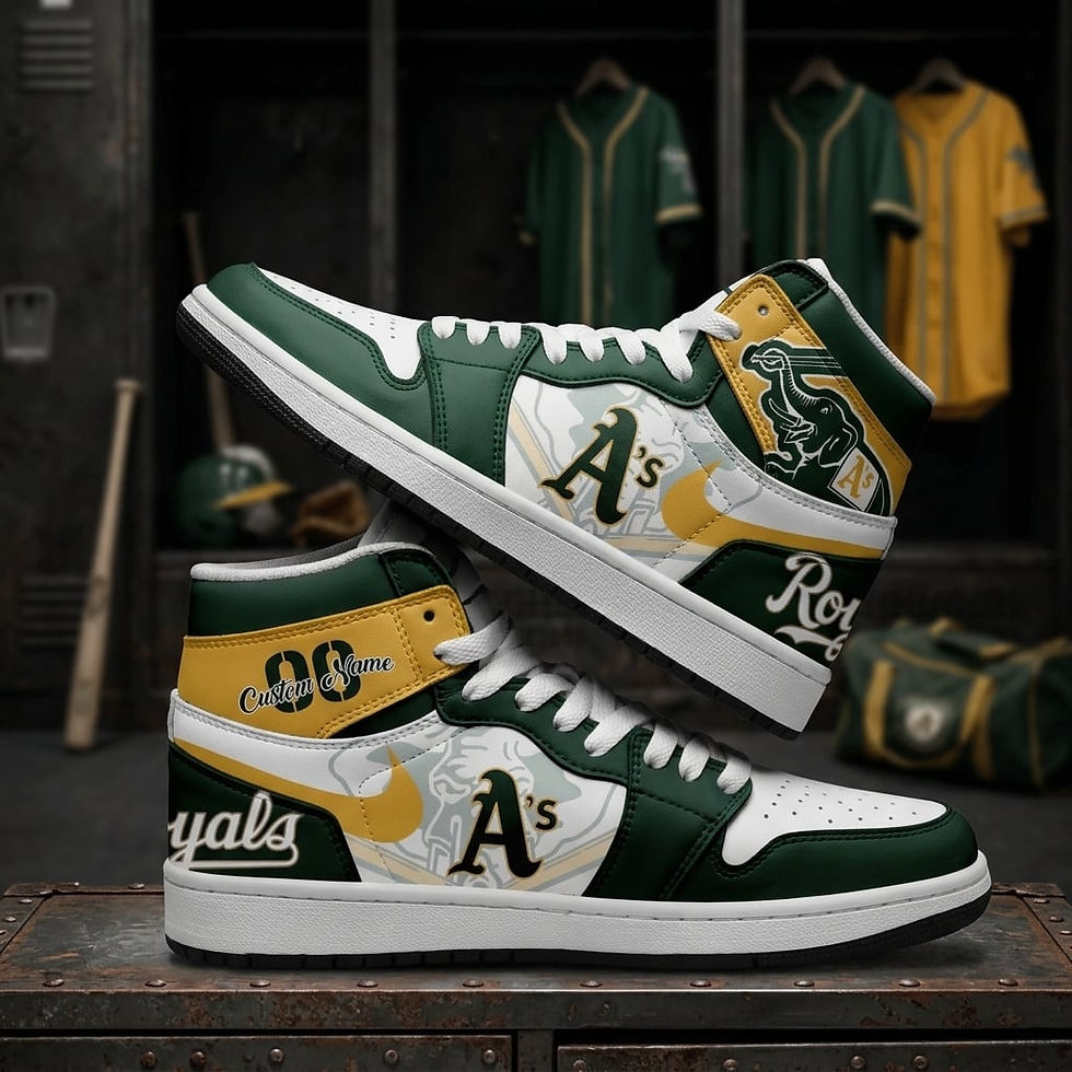 Thumbnail: Custom Name Oakland Athletics MLB Air Jordan 1 Shoes