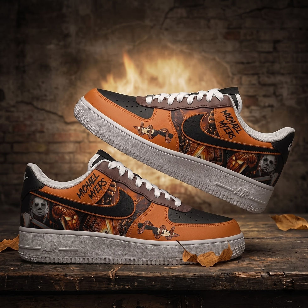 Thumbnail: Michael Myers Halloween Nike Air Force 1 Sneakers, Horror Movie Custom Shoes