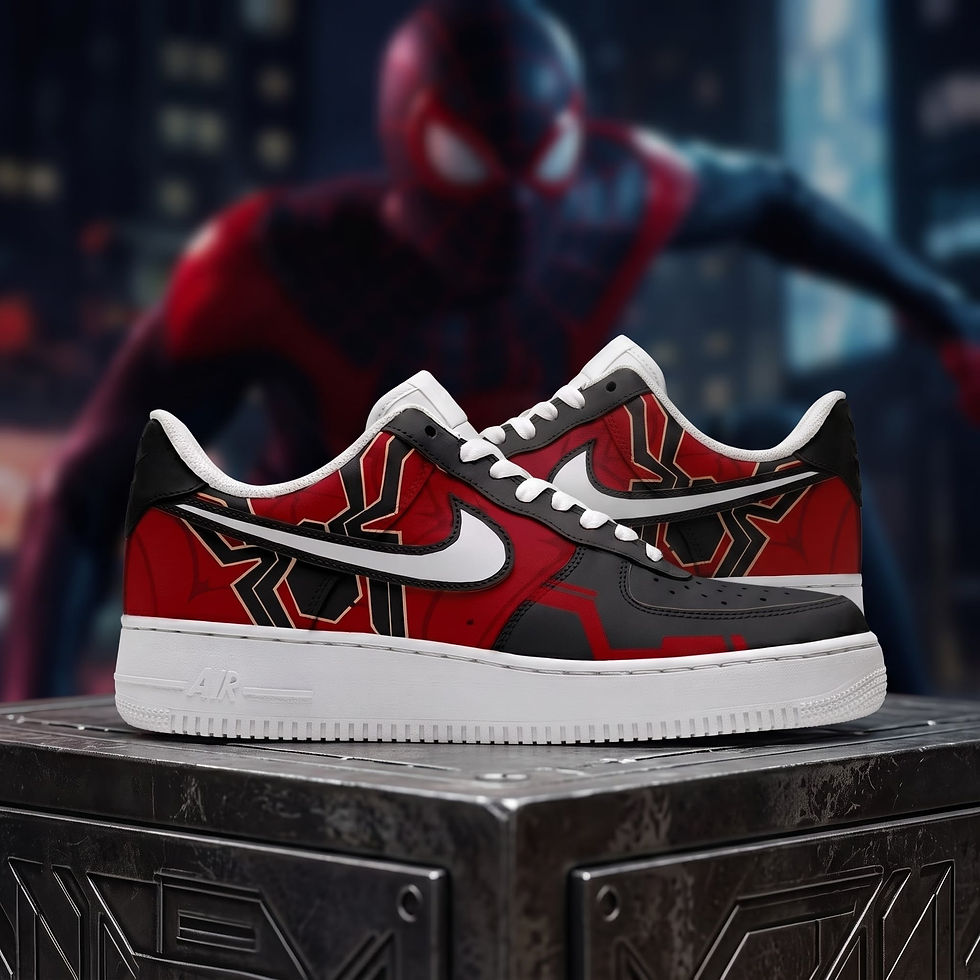 Thumbnail: Spider Hero Low Top Sneakers | Red Black Comic Shoes