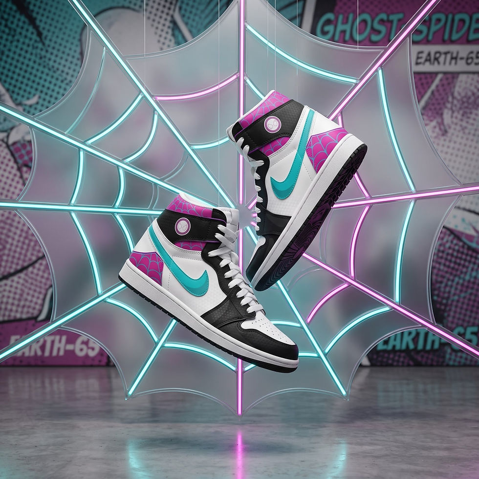 Thumbnail: Spider Hero High Top Sneakers | Pink Web Graphic Shoes