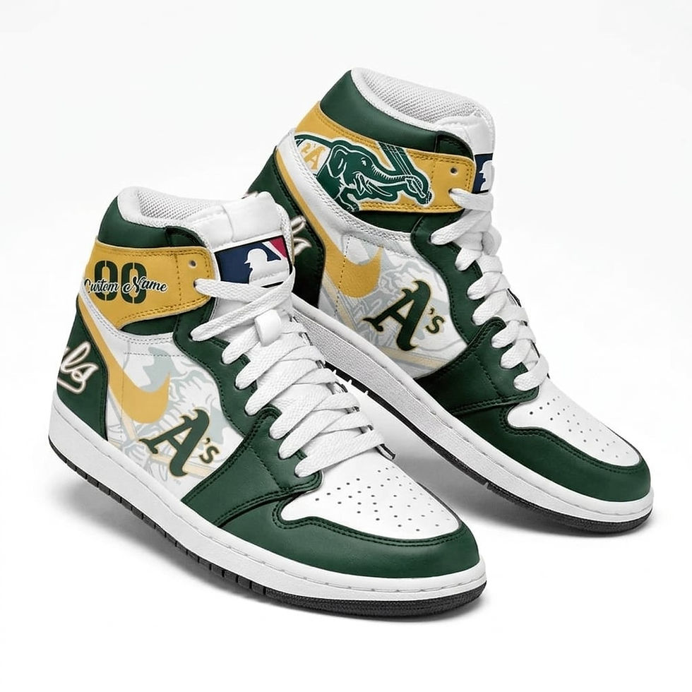 Thumbnail: Custom Name Oakland Athletics MLB Air Jordan 1 Shoes