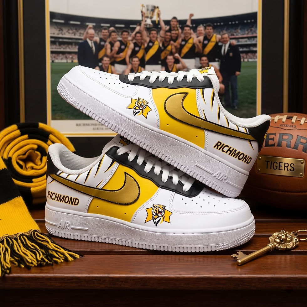 Thumbnail: Richmond Tigers Nike Air Force 1 Shoes, AFL Richmond Tigers Custom Sneakers