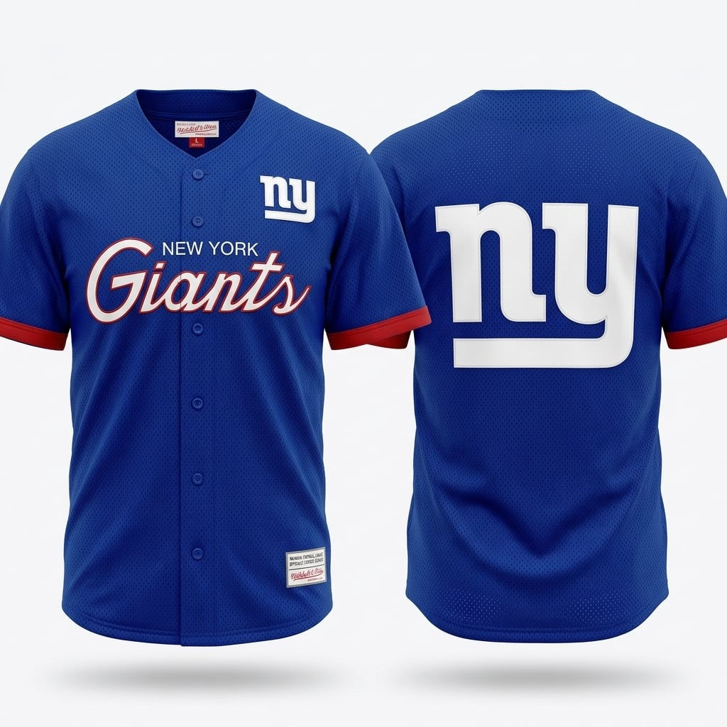 New York Giants Baseball Jersey, NY Giants Button Up Baseball Shirt
