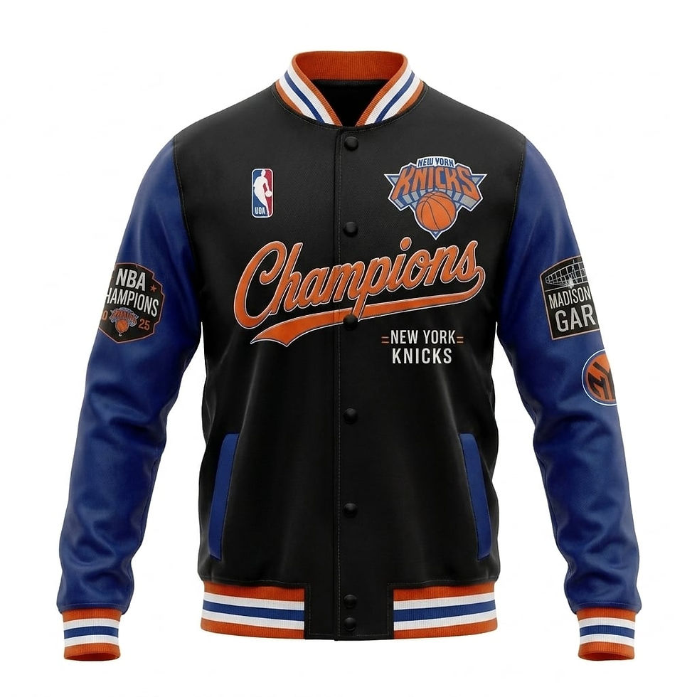 Thumbnail: New York Knicks 2026 NBA Champions Bomber Jacket, Basketball Finals Champions Fa