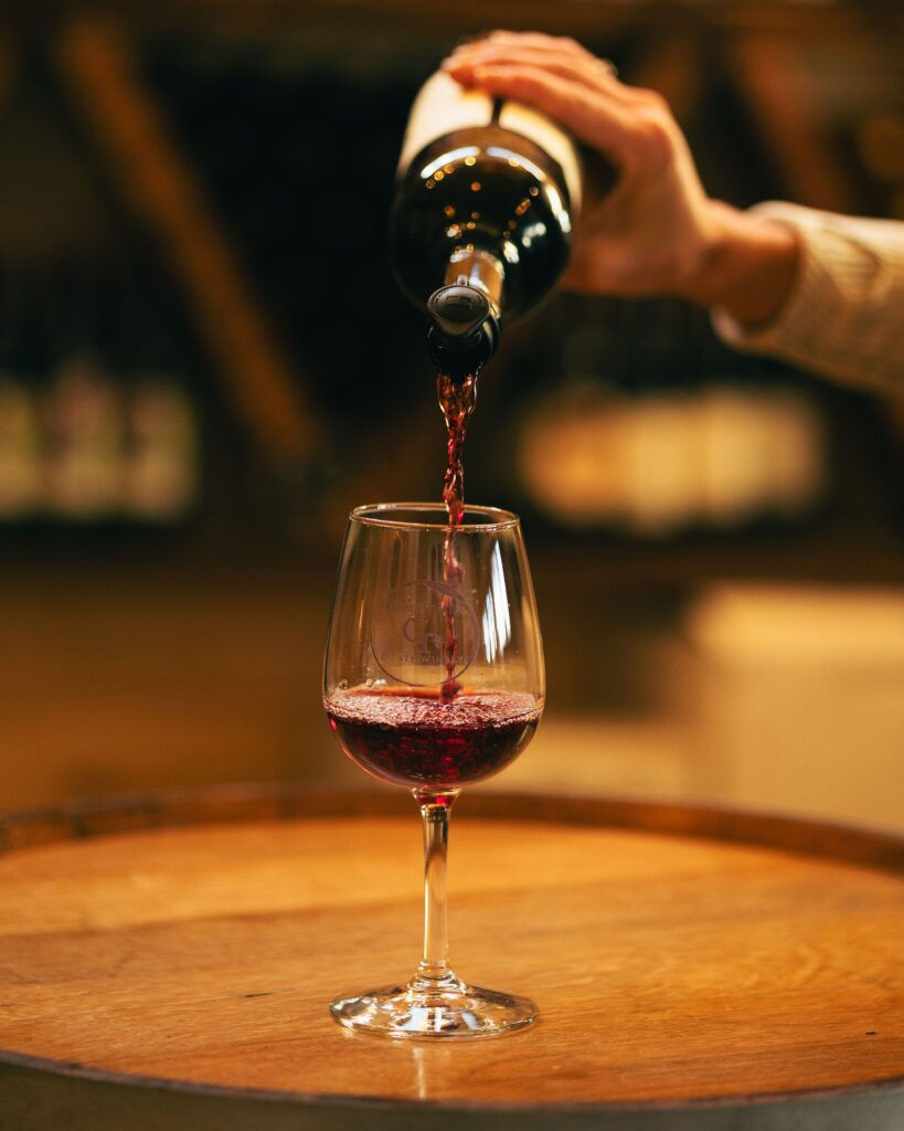 Grace Tyler red wine being poured