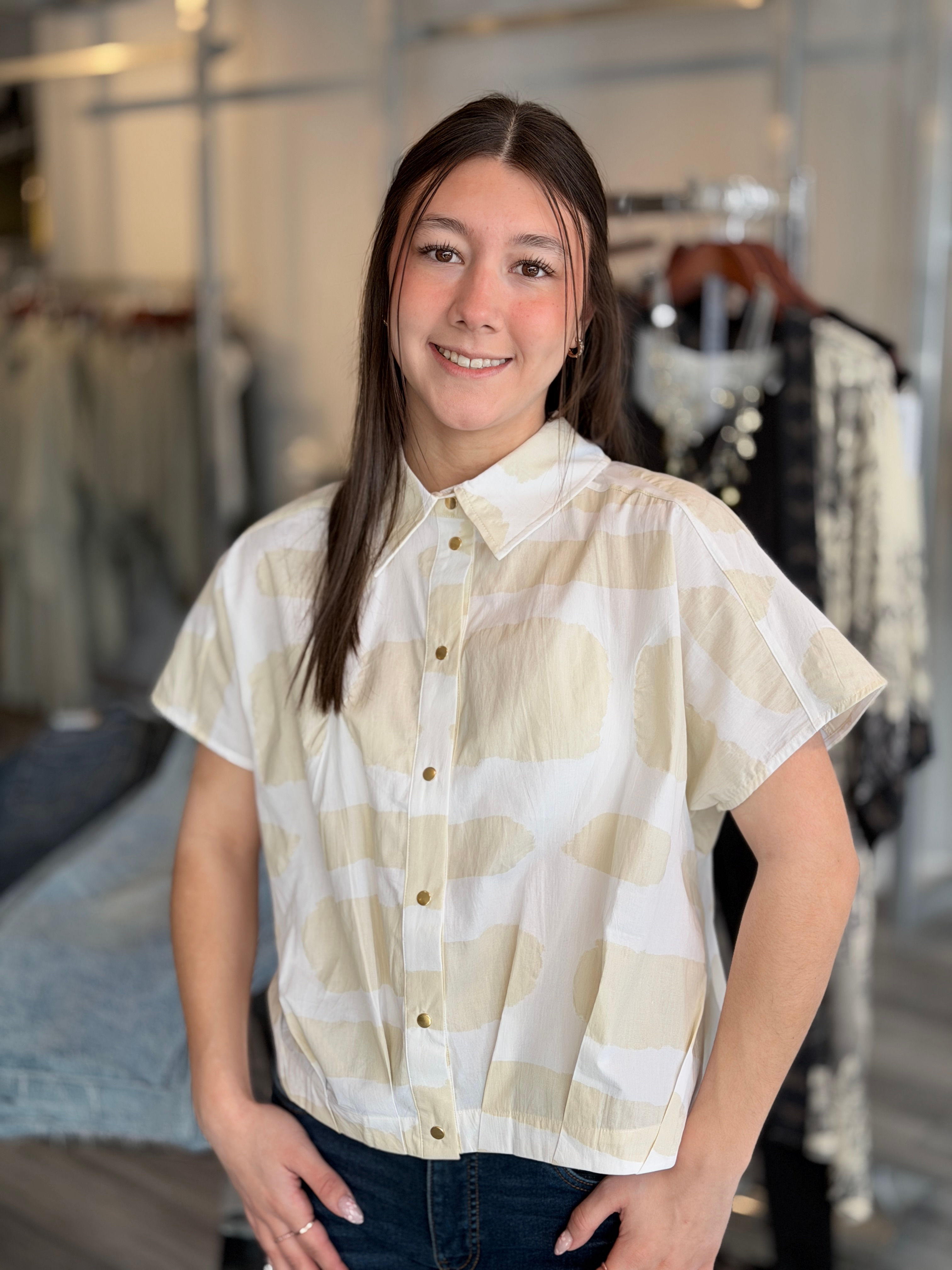 Sunlit Split Cotton Blouse