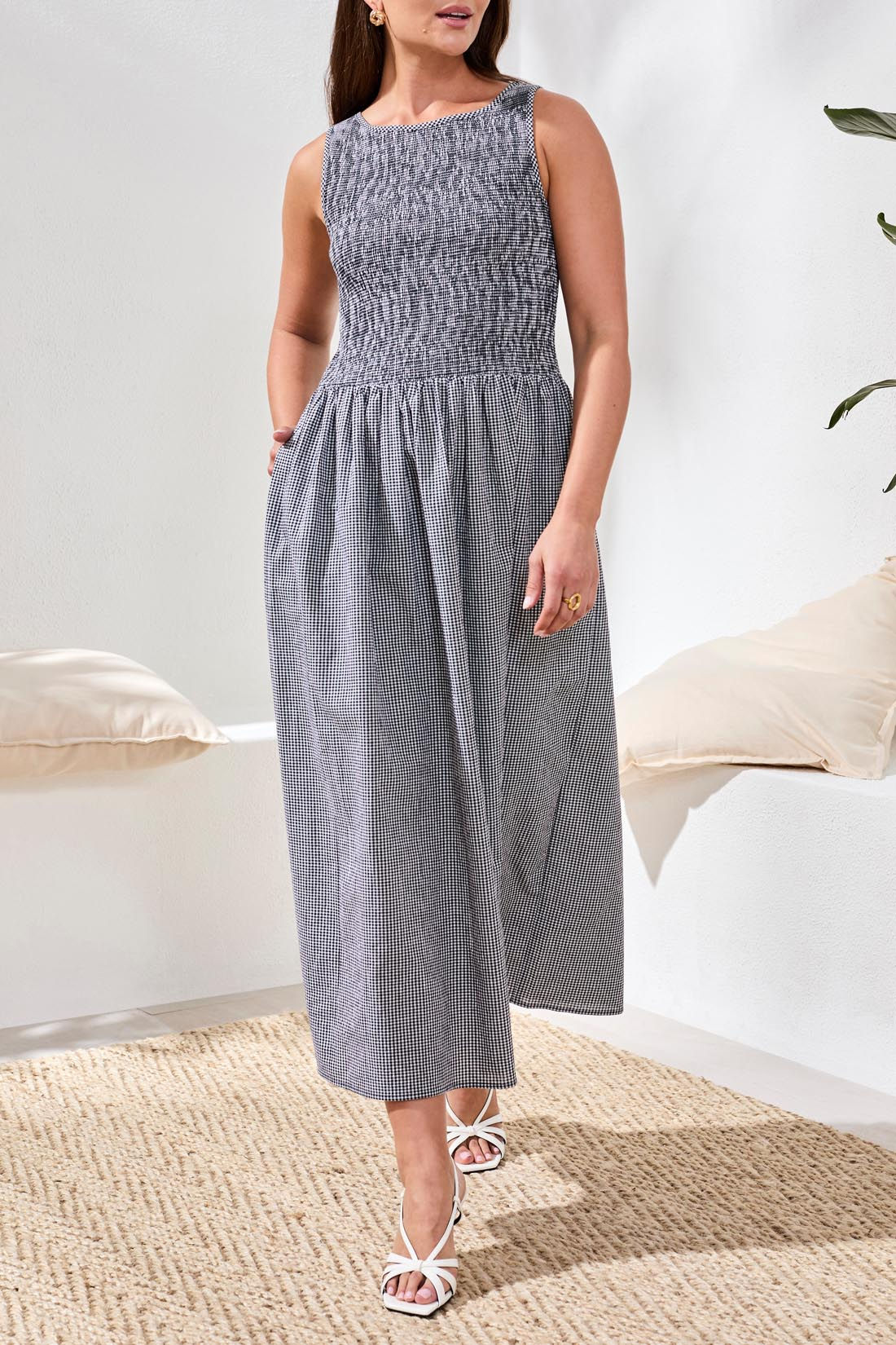 Picnic Noir Gingham Dress