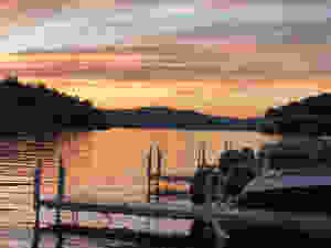 A beautiful sunset over the Lake viewed from Dunhams Bay