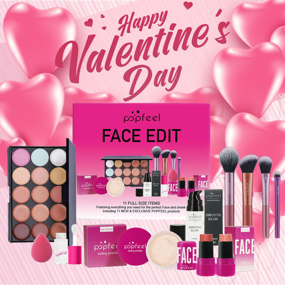 POPFEEL Valentine's Day and Holiday Makeup Gift Set - All-in-One 11-Piece Makeup