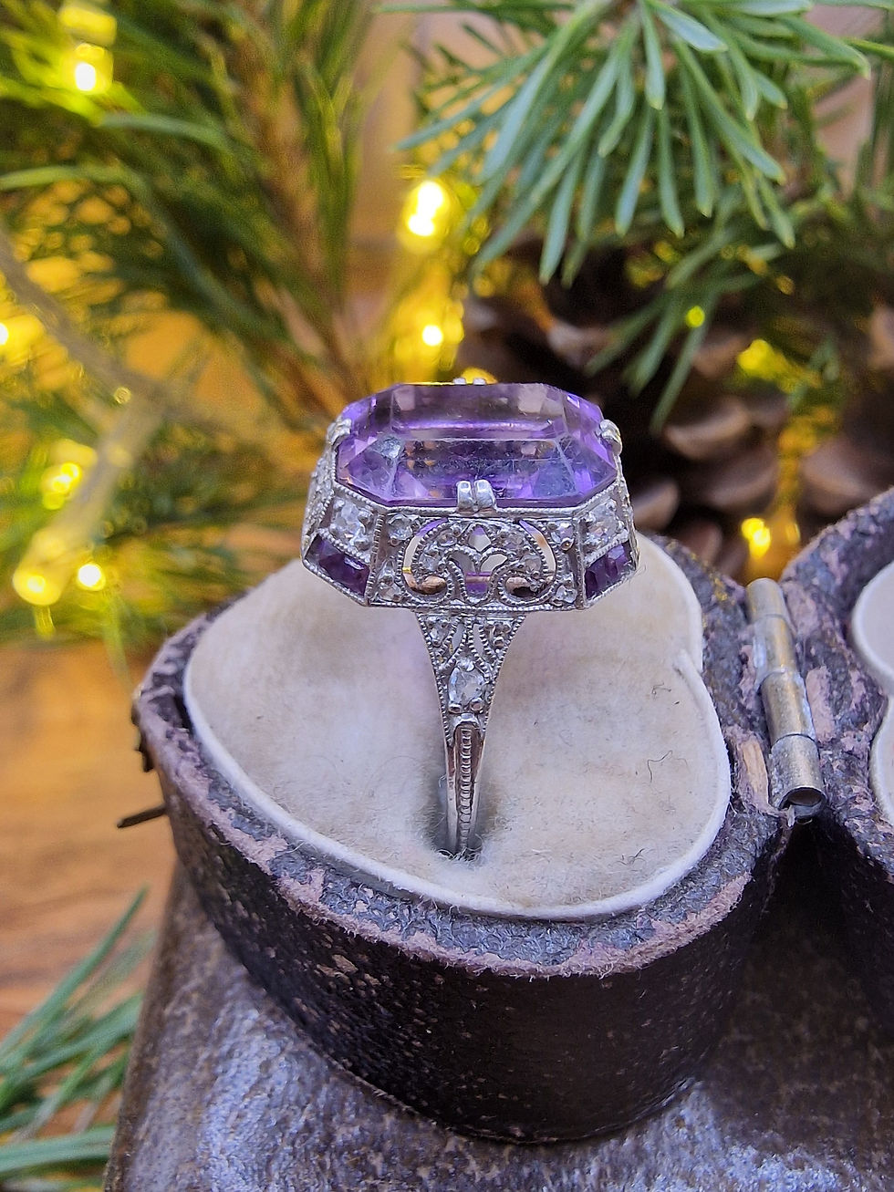 Thumbnail: Art Deco Amethyst & Diamond Platinum Cocktail Ring