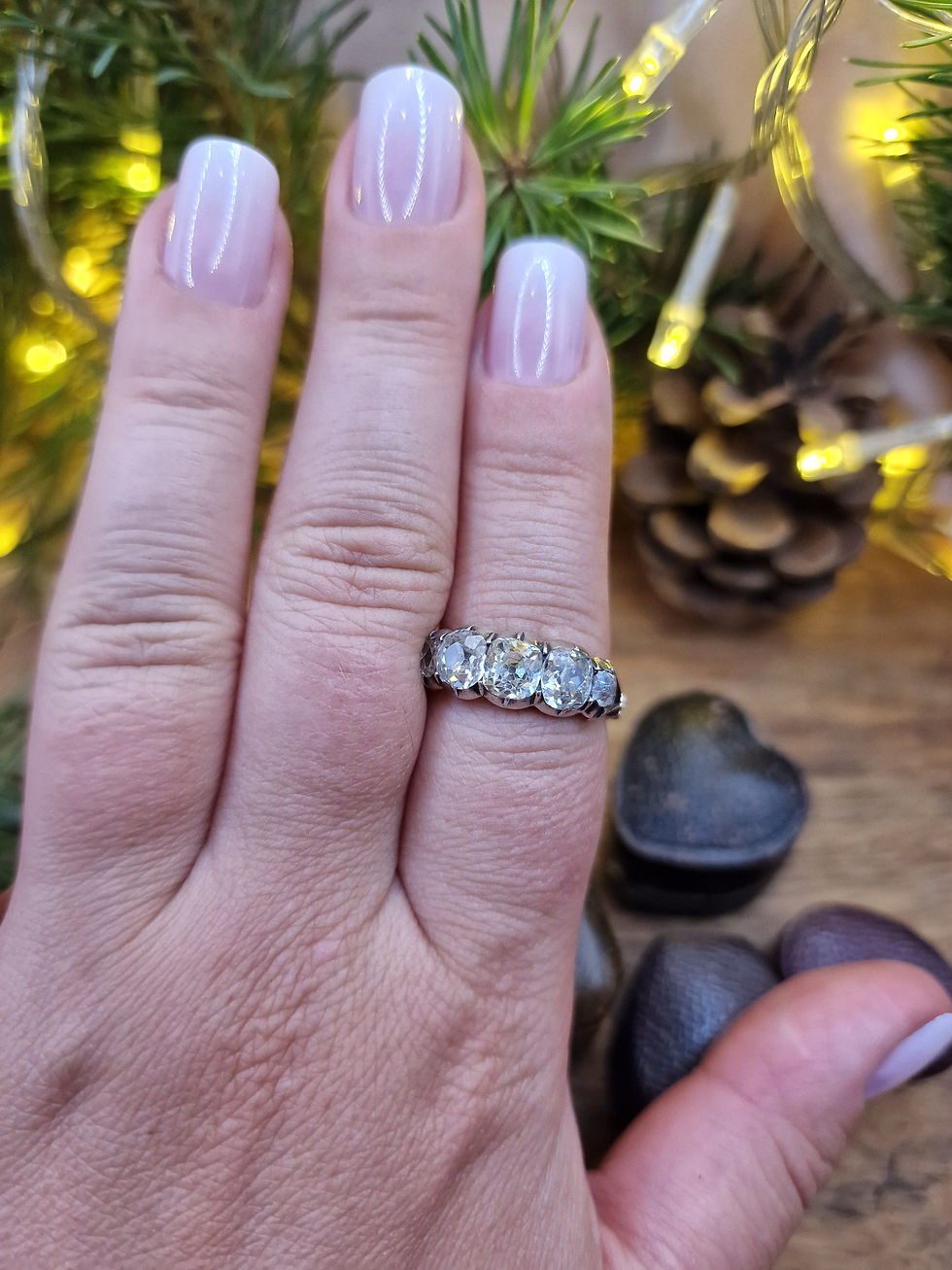 Thumbnail: Victorian Five-Stone Old Mine Cut Diamond Ring (~2.50 ctw)