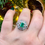 Thumbnail: Art Deco Platinum Emerald and Diamond Ring
