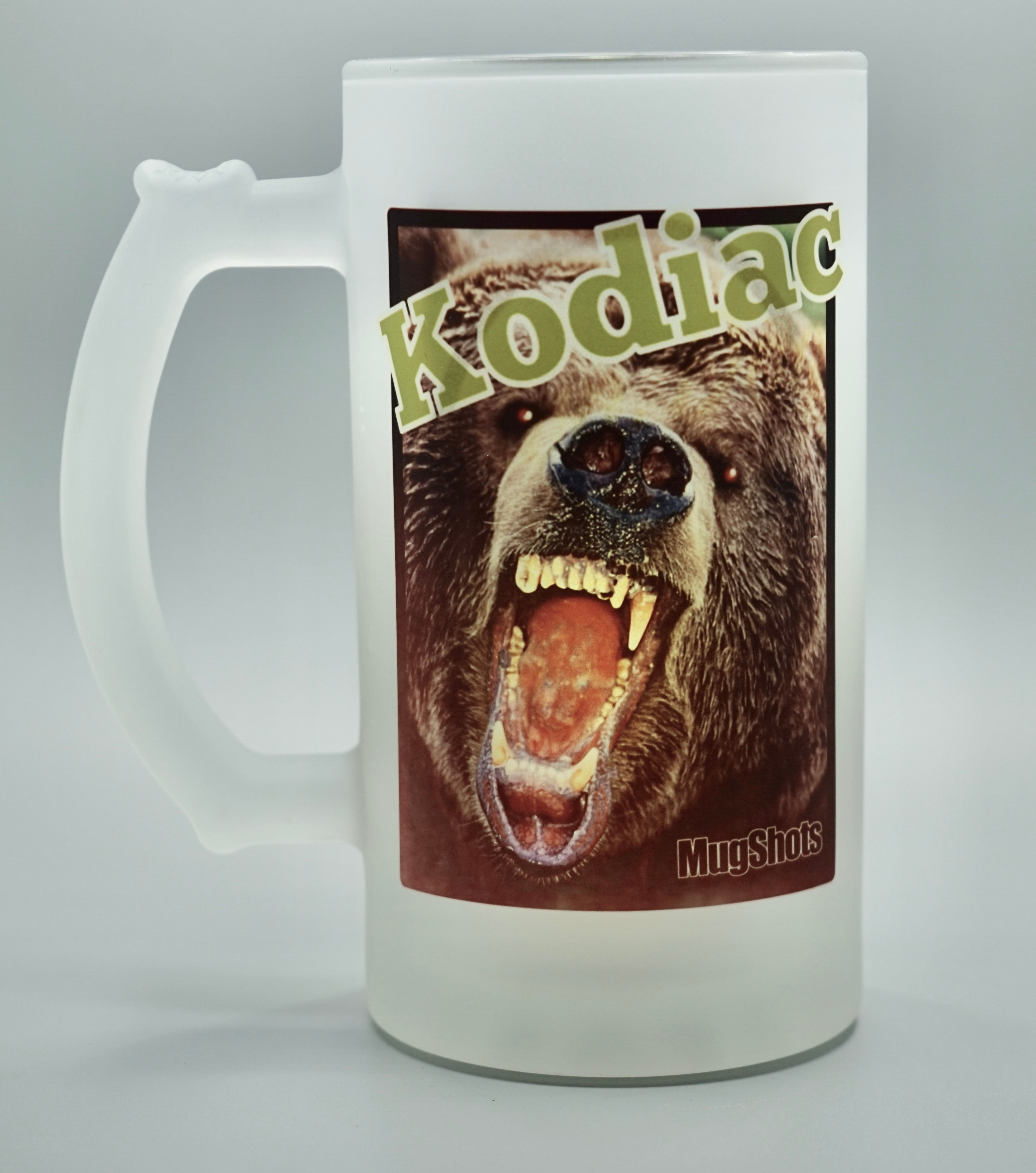 Frosted, 16oz., Full-color, printed front and back Kodiac Bear Mug.