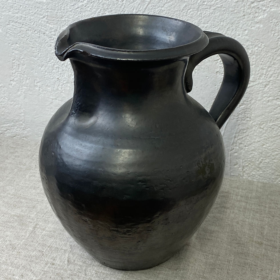 Cruche en céramique noire irisée années 70 signée Jean Marais vintage