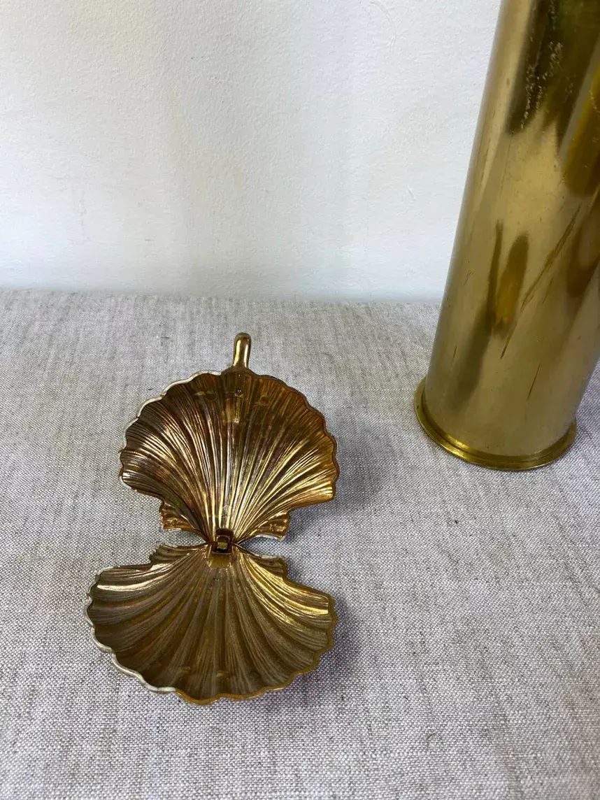 Miniature : Coquille Saint Jacques en laiton doré vintage ouverte