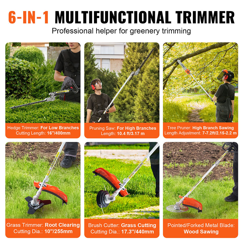 Miniatura: 🌿 VEVOR 33CC 6-en-1 Herramientas Multifuncionales Gas Trimmer 🌱