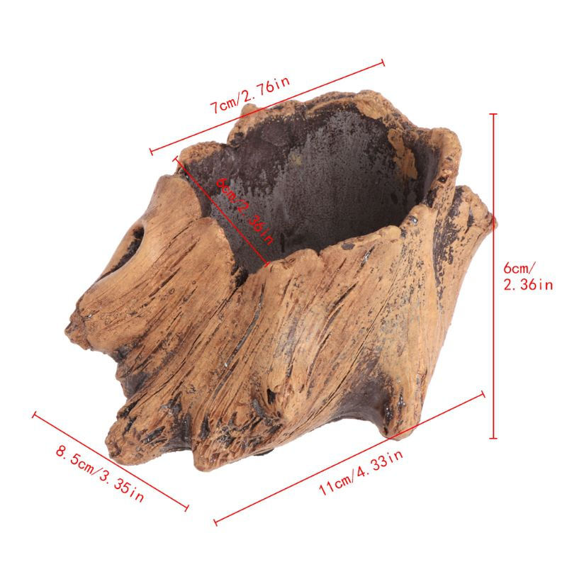 Miniatura: Maceta para Suculentas y Bonsáis - Decoración de Cemento con Diseño de Madera Im
